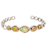 Estate: Sterliing Silver Opal Cuff Bracelet - One Opal Cracked